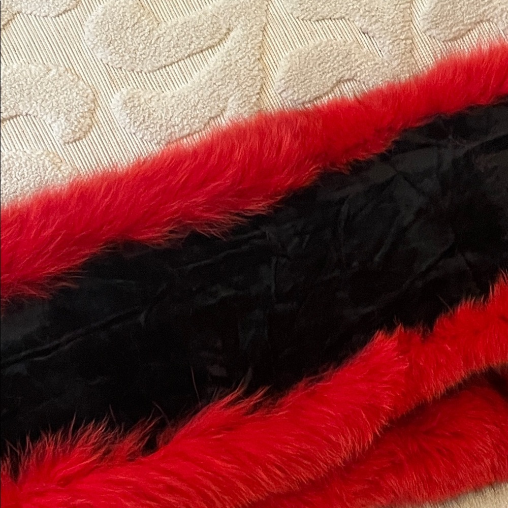 rare long Fox red scarf black velvet lined double tail - Picture 11 of 11